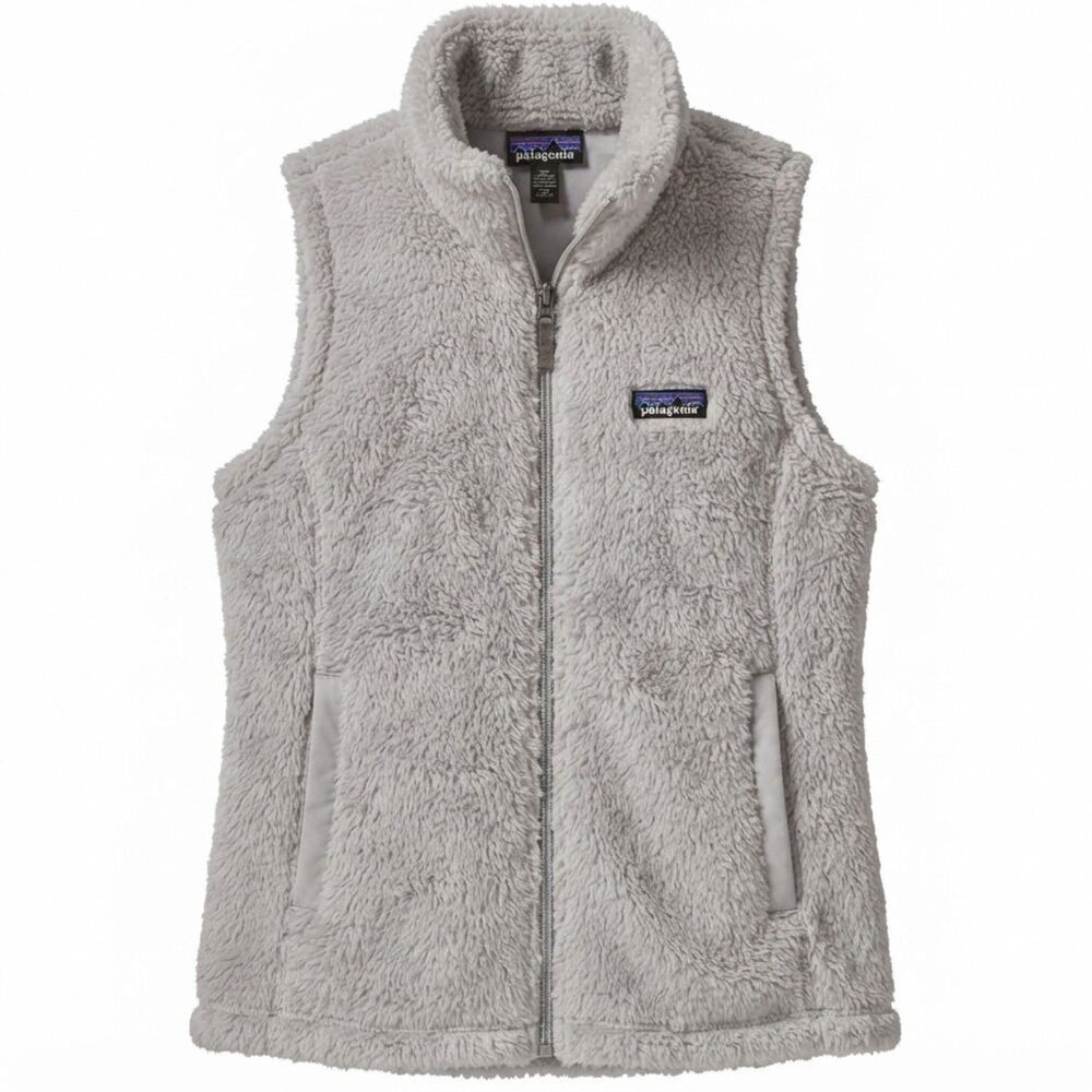 Patagonia Los Gatos Fleece Vest Women's Gray Full Zip Sherpa Winter Outdoor M